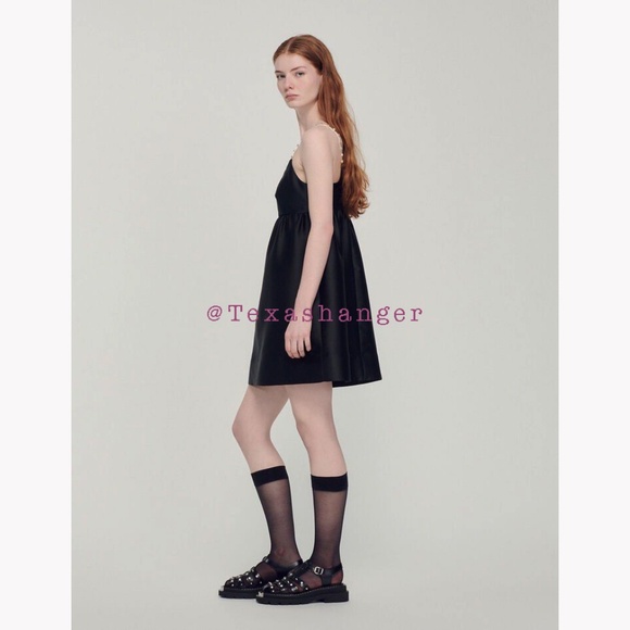 NWT Sandro Ambre Babydoll Dress Size 6 Noir - Picture 2 of 16